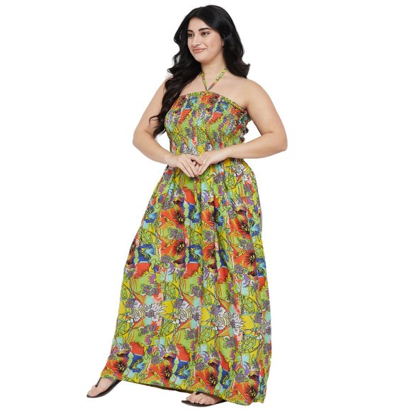 Floral Print Multicolor Polyester Tube Dress for Women - Picture 5 of 7